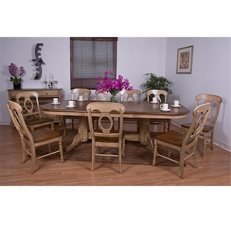 Sunset Trading 7 Piece Brook Double Pedestal Extension Dining Set with Napoleon Chairs DLU-BR4296-C50-PW7PC